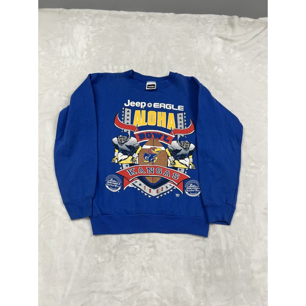Tultex Aloha Bowl Kansas Jayhawks Sweatshirt Mens M Blue 1992 Vintage Graphic